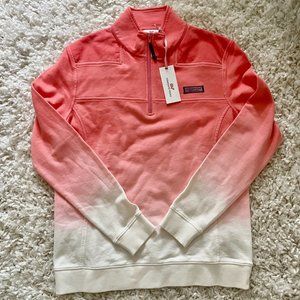 Vineyard Vines Quarter-Zip Ombre Dyed Shep Shirt in Coral Sand (Size M)